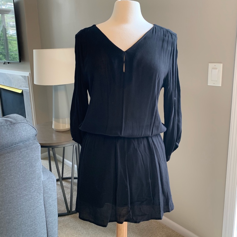 H&M Black Long Sleeve Cinched Waist Dress